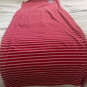 Tommy Hilfiger Red and White Striped Maxi T-Shirt Dress